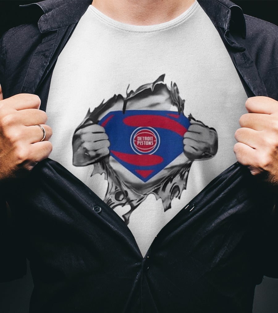 Detroit Pistons Superman Logo NBA Basketball Fan T-Shirt