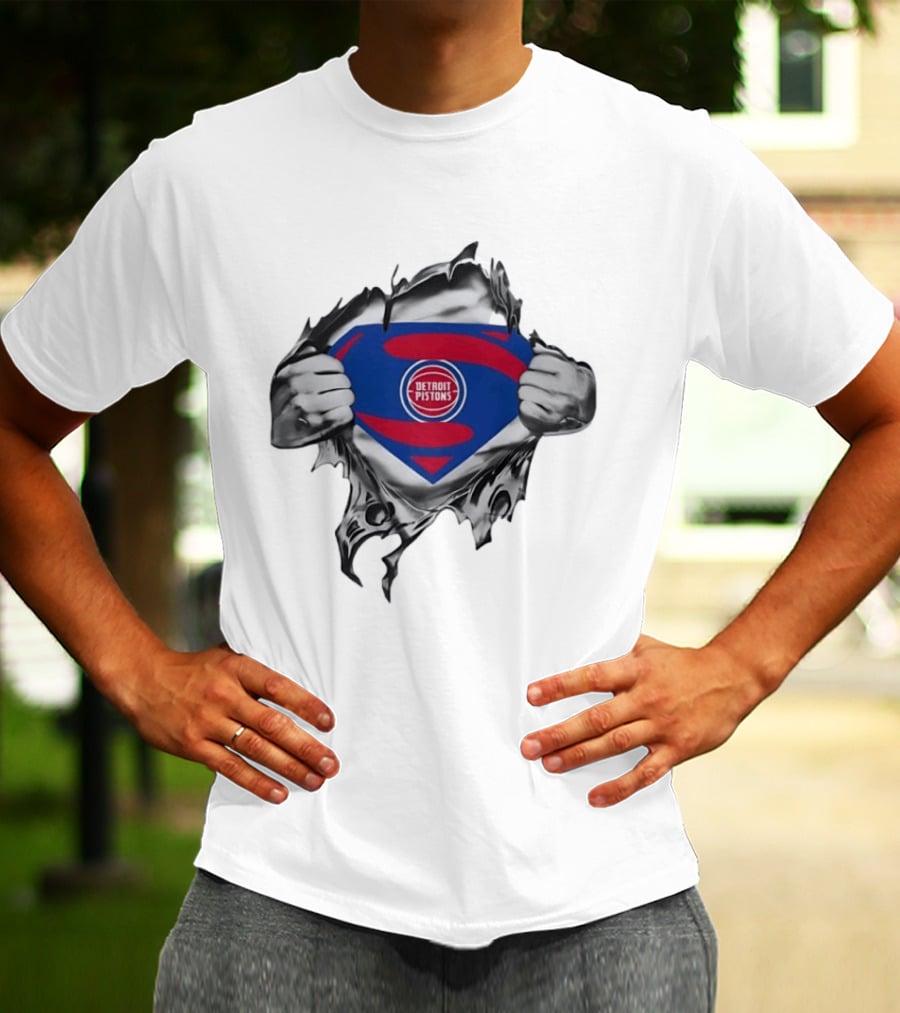 Detroit Pistons Superman Logo NBA Basketball Fan T-Shirt
