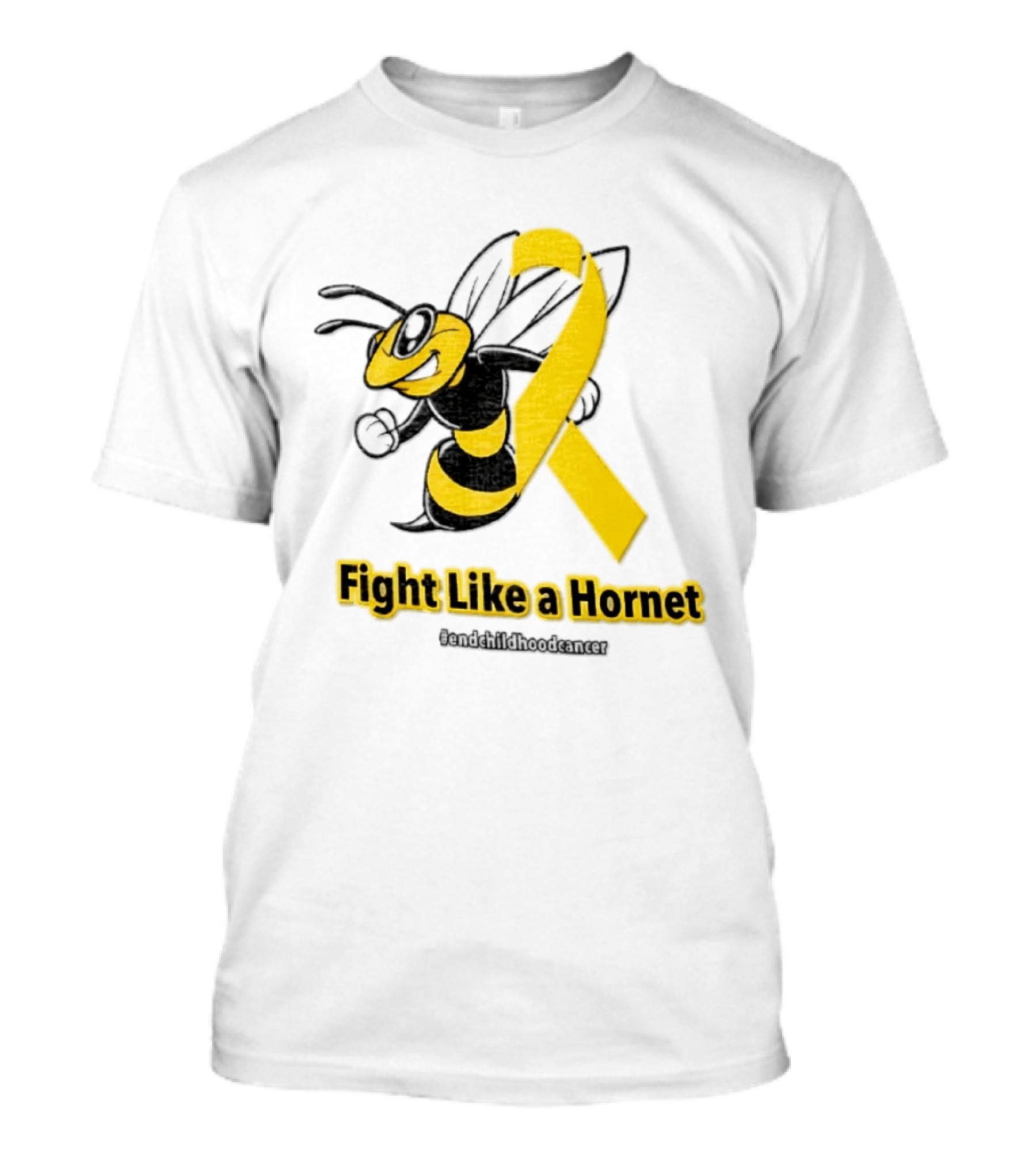Fight Like A Hornet End Childhood Cancer Awareness Gold Ribbon T-Shirt