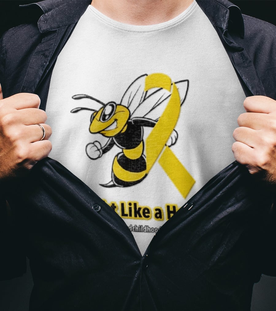 Fight Like A Hornet End Childhood Cancer Awareness Gold Ribbon T-Shirt