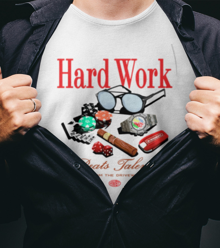 Hard Work Beats Talent Glasses Cards Chips Fun T-Shirt