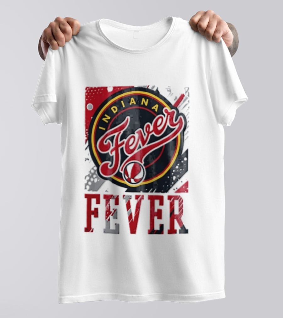Indiana Fever WNBA Distressed Paint Splatter Basketball Logo Fever T-Shirt