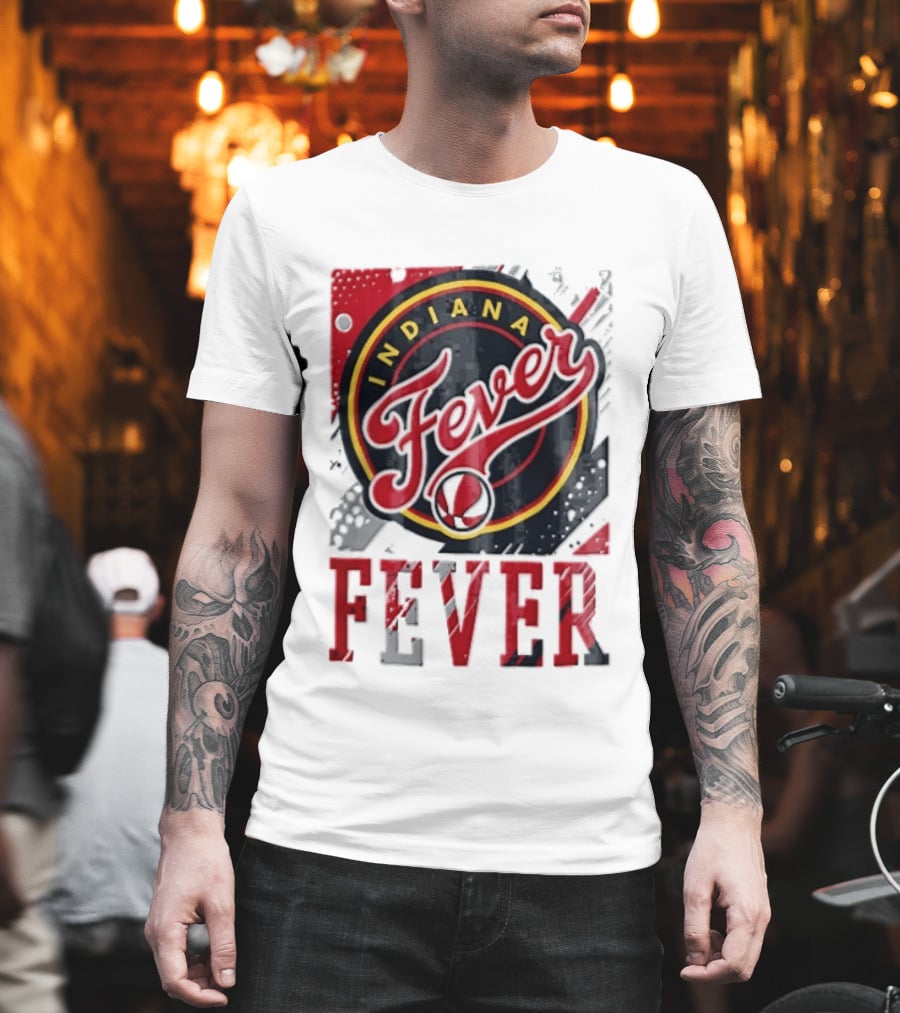Indiana Fever WNBA Distressed Paint Splatter Basketball Logo Fever T-Shirt
