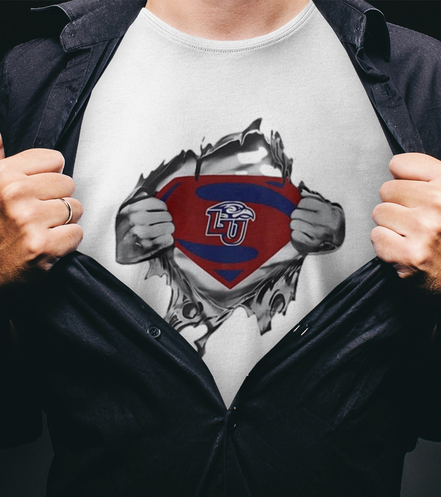 Liberty University Flames LU Superman Chest Reveal T-Shirt