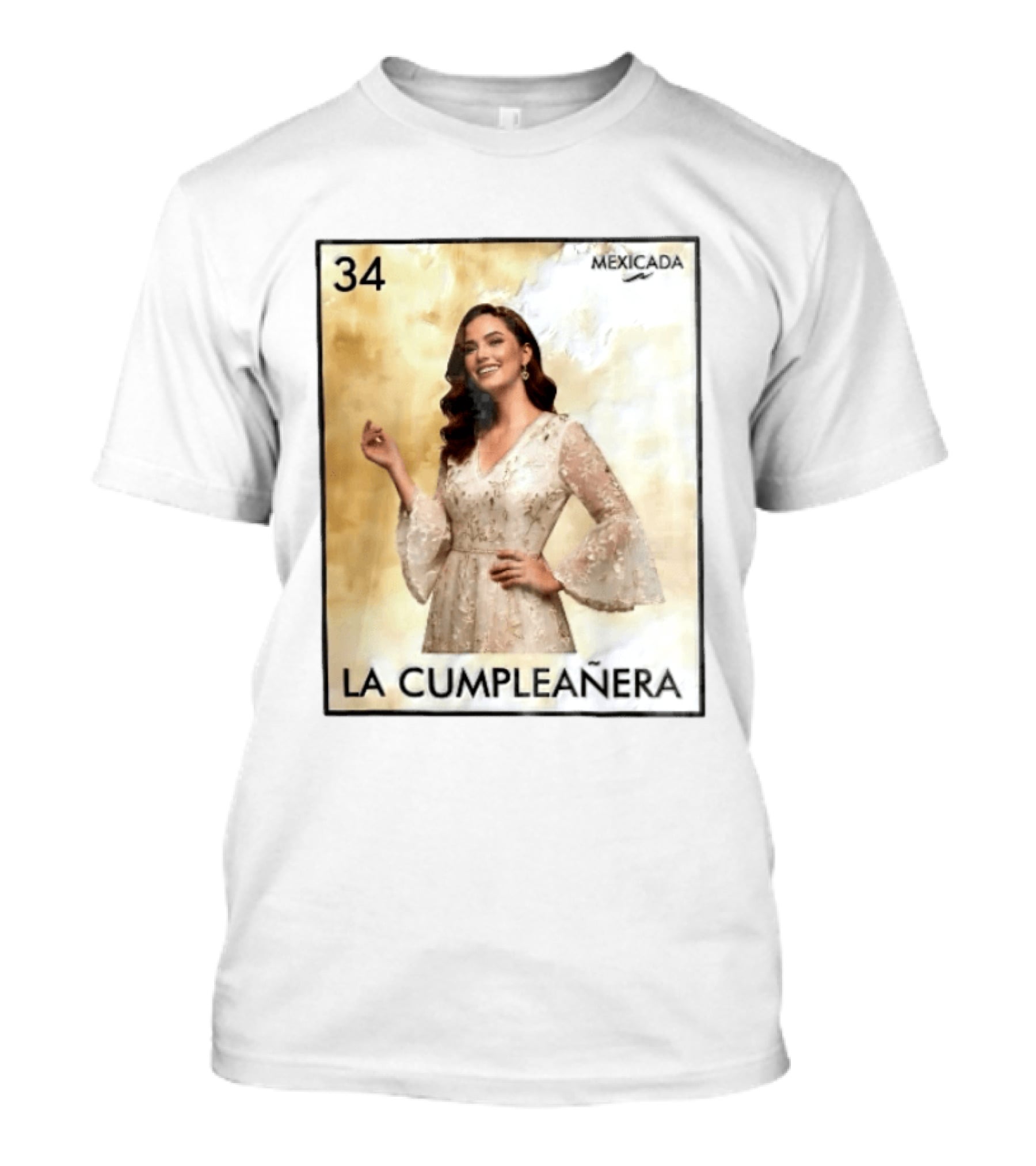 Mexicada 34 La Cumpleañera Loteria Card Woman White Dress T-Shirt