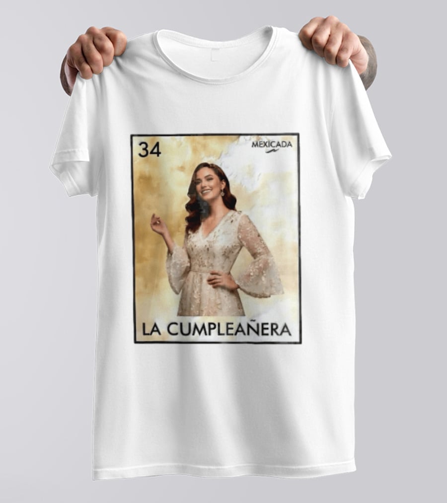 Mexicada 34 La Cumpleañera Loteria Card Woman White Dress T-Shirt
