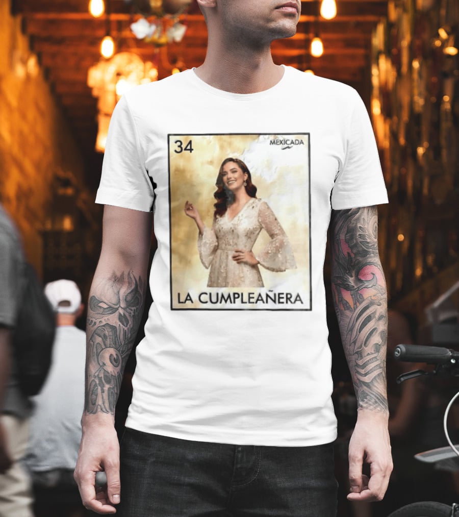 Mexicada 34 La Cumpleañera Loteria Card Woman White Dress T-Shirt