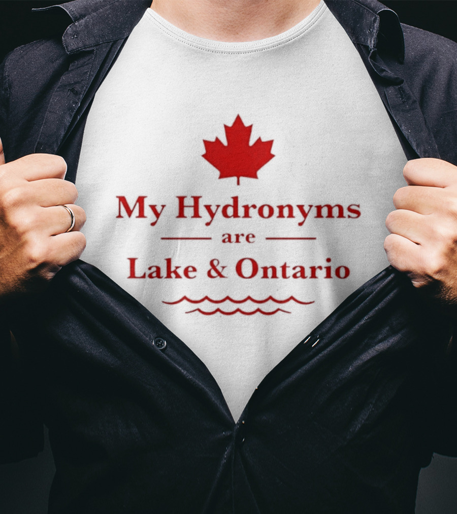 My Hydronyms Are Lake Ontario Canada Maple Leaf Water Waves T-Shirt