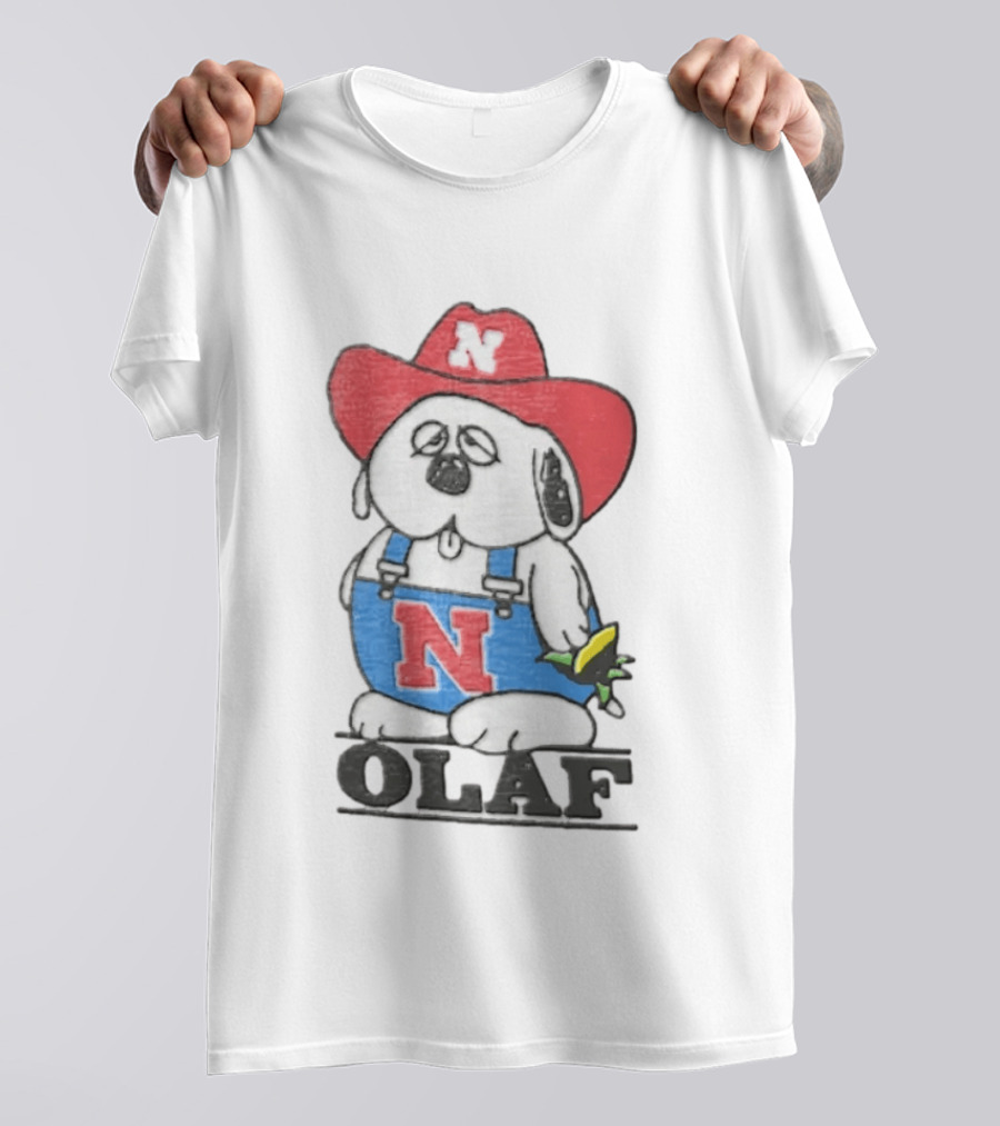 Olaf Nebraska Cornhuskers N Logo Cowboy Hat Cartoon T-Shirt