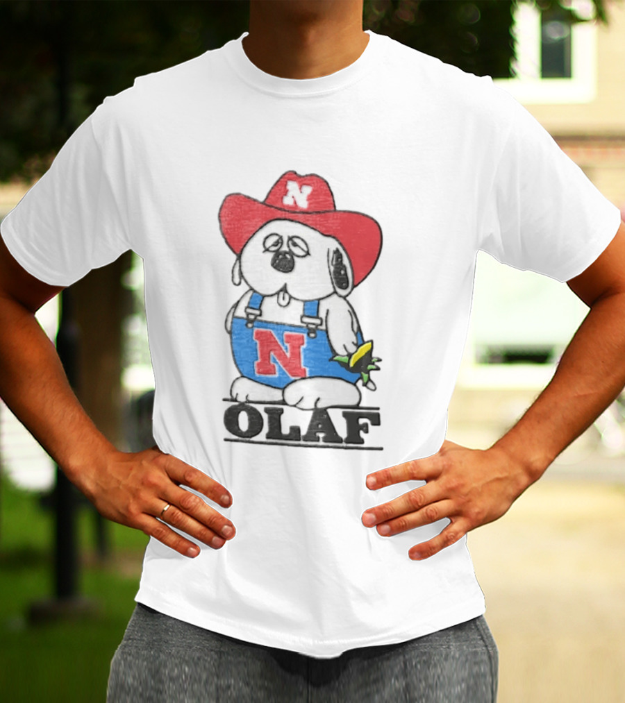 Olaf Nebraska Cornhuskers N Logo Cowboy Hat Cartoon T-Shirt