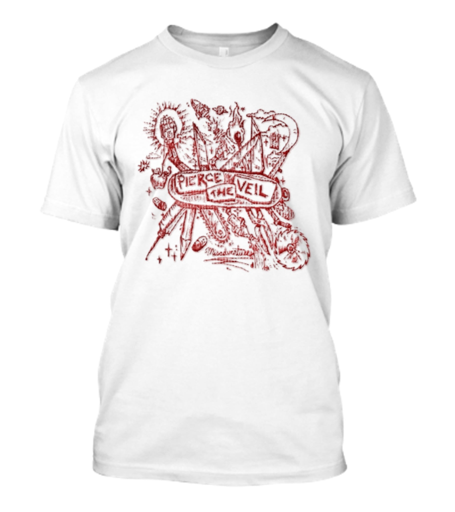 Pierce The Veil Misadventures Band Album Cover Art Red Scribble T-Shirt