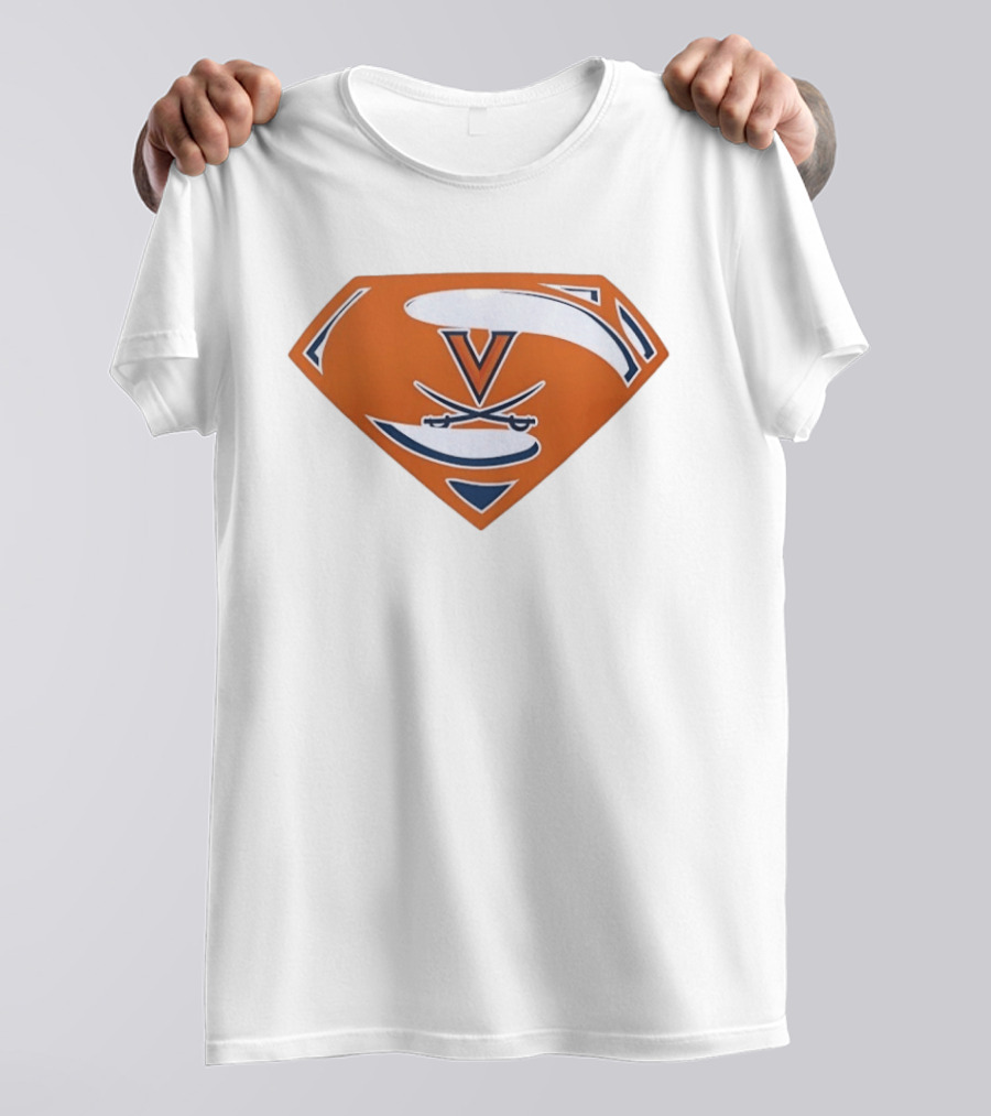 University Of Virginia Cavaliers Superman V Logo Crossed Sabers Orange T-Shirt