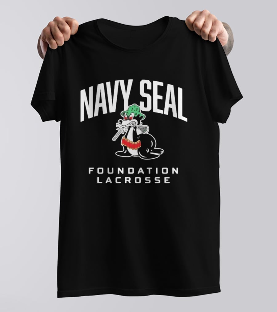 Navy SEAL Foundation Lacrosse Angry Seal With Helmet And Lacrosse Sticks T-Shirt