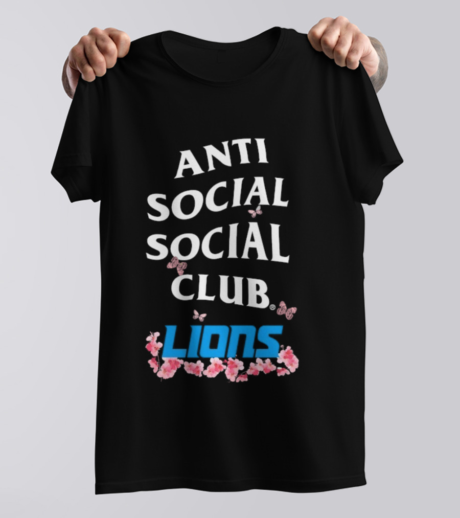 Anti Social Social Club Detroit Lions Floral Butterfly T-Shirt
