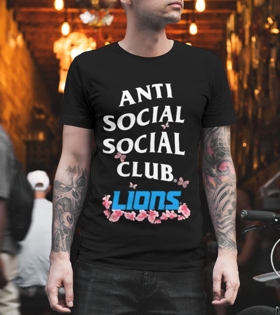 Anti Social Social Club Detroit Lions Floral Butterfly T-Shirt