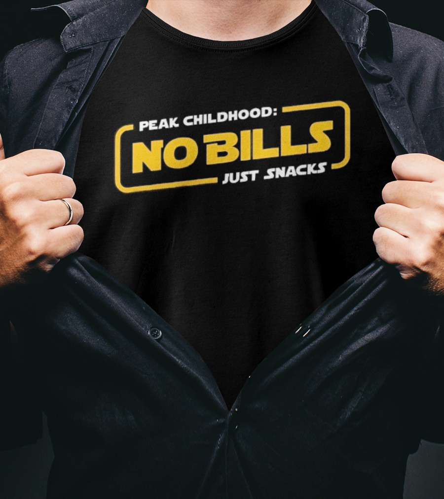 Peak Childhood No Bills Just Snacks Nostalgia T-Shirt