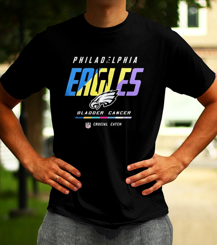 Philadelphia Eagles Bladder Cancer Crucial Catch Intercept Cancer Awareness T-Shirt