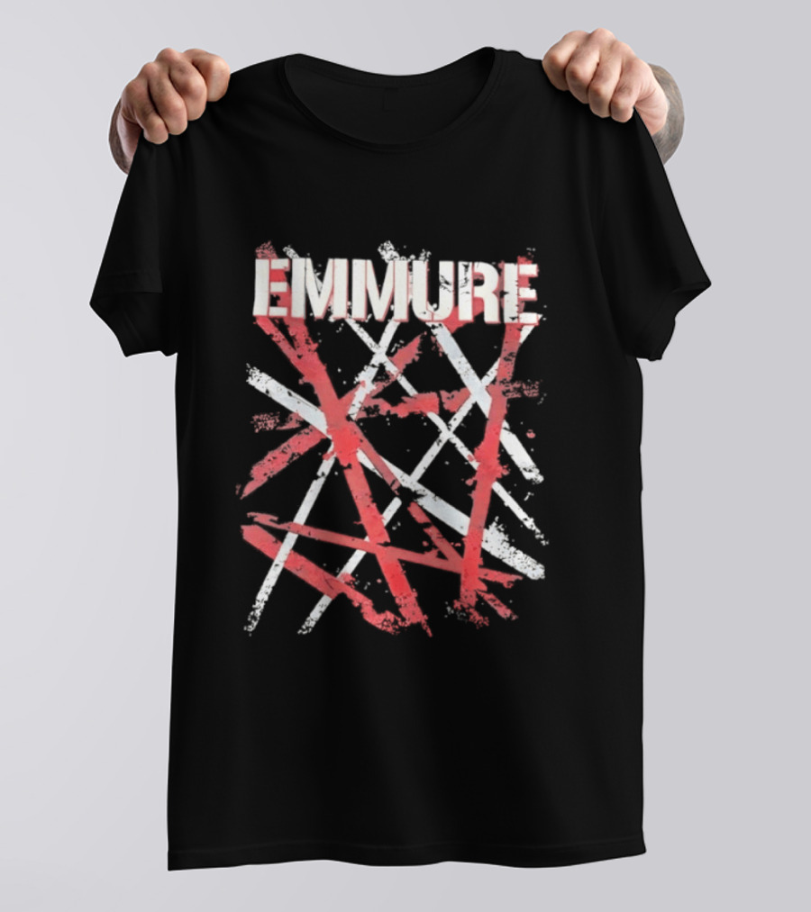 Emmure Distressed Metalcore Deathcore Red White Abstract T-Shirt