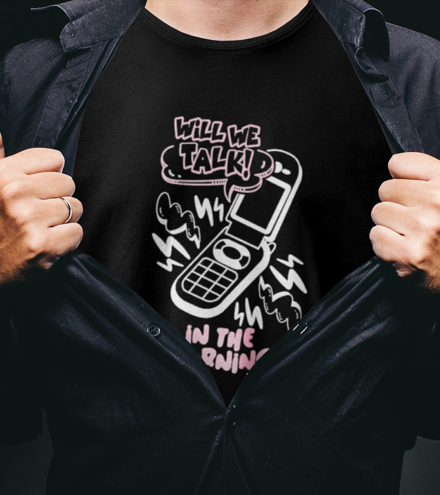 Will We Talk In The Morning Flip Phone Y2K Retro Pink Aesthetic T-Shirt
