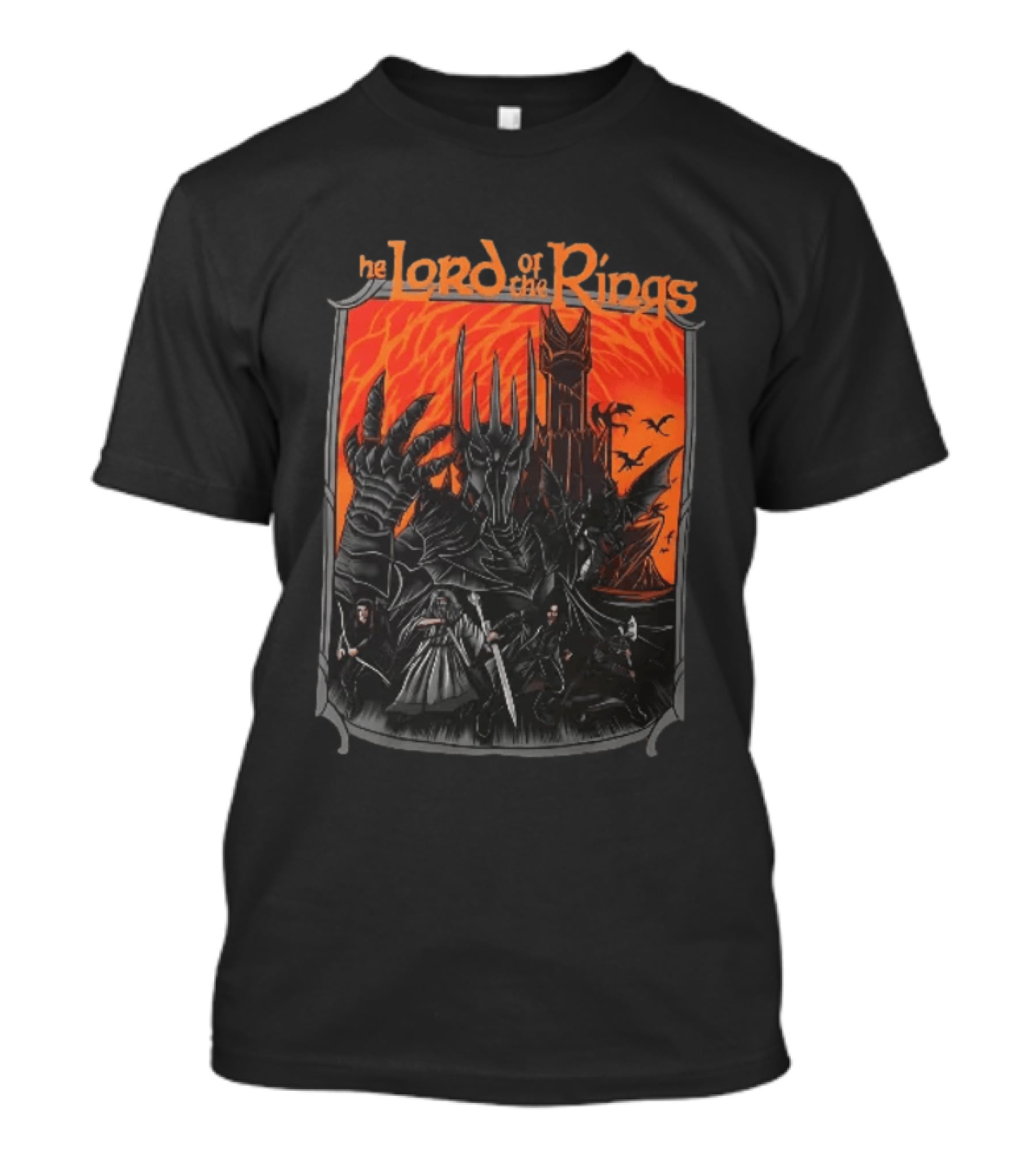 The Lord Of The Rings Sauron Aragorn Legolas Gandalf Gimli Fellowship Movie T-Shirt