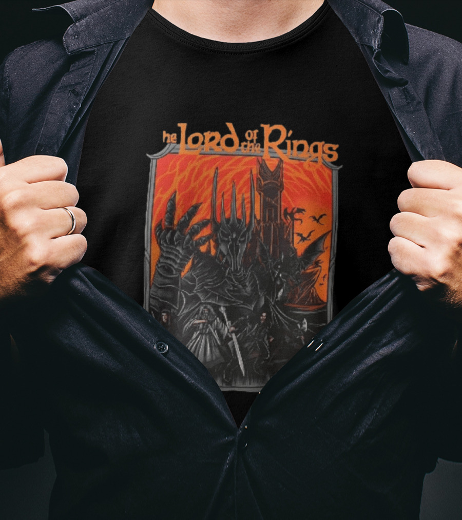 The Lord Of The Rings Sauron Aragorn Legolas Gandalf Gimli Fellowship Movie T-Shirt