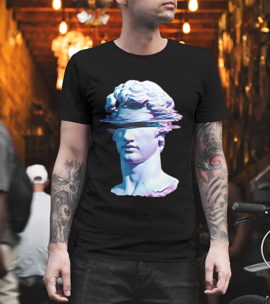 You Are Not Forgotten Classical Statue Bust Glitch Wave Distortion David Vaporwave Aesthetic T-Shirt
