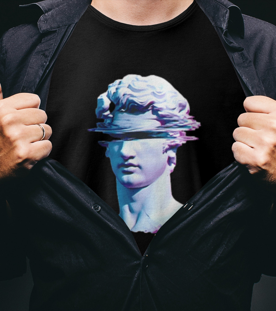 You Are Not Forgotten Classical Statue Bust Glitch Wave Distortion David Vaporwave Aesthetic T-Shirt