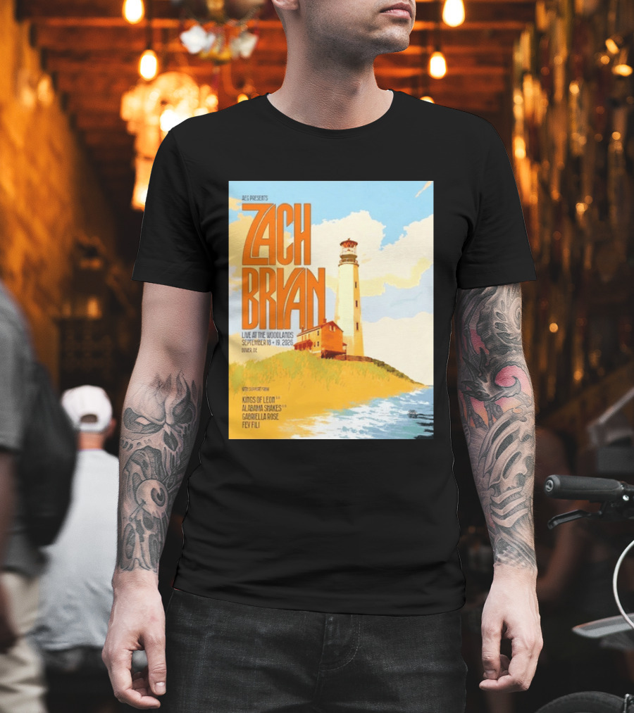Zach Bryan Live At The Woodlands September 18 19 2026 Dover DE Kings Of Leon Alabama Shakes Gabriella Rose Feyi Fuli Concert T-Shirt