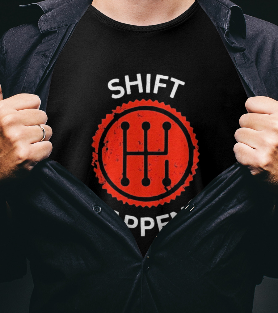 Shift Happens Distressed Manual Transmission Gear T-Shirt