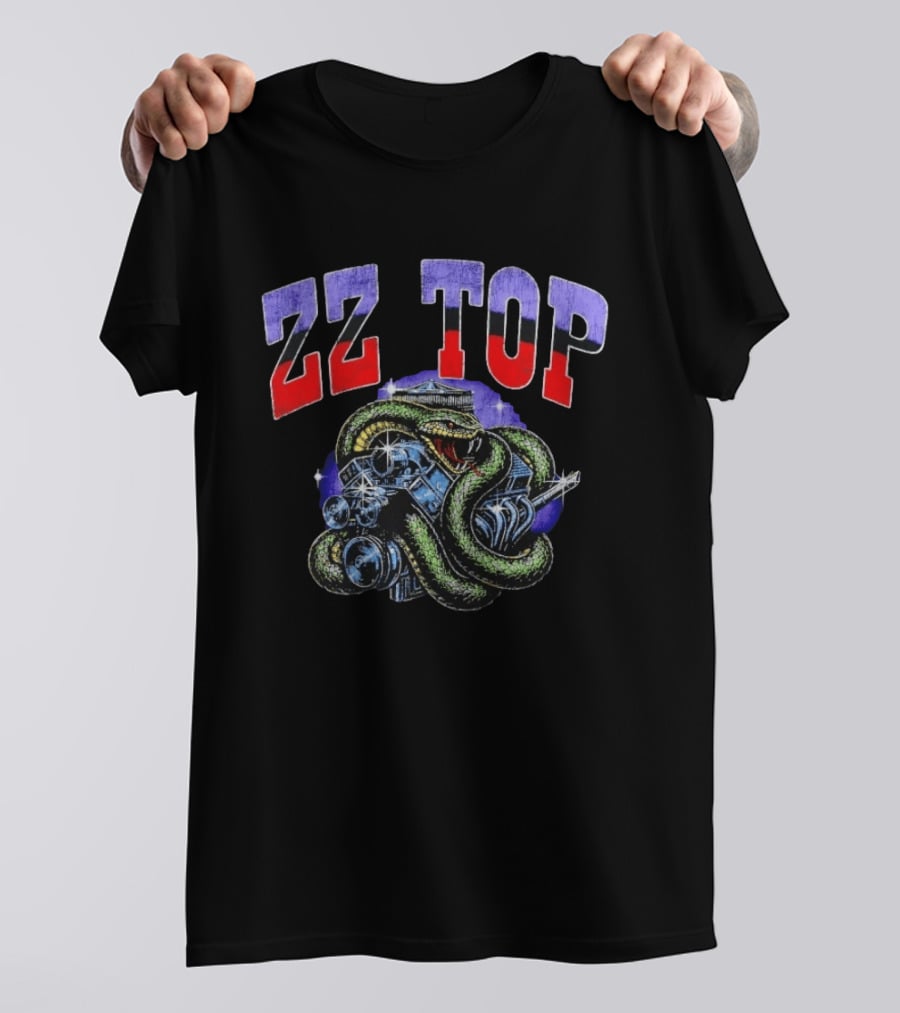 ZZ Top Snake And Engine Classic Rock Band T-Shirt