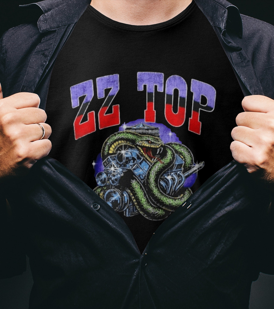 ZZ Top Snake And Engine Classic Rock Band T-Shirt