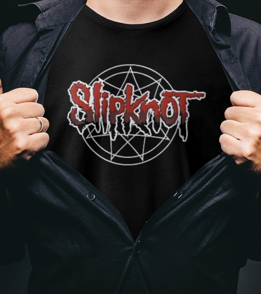 Slipknot Crimson Dripping Lettering With White Nonagram T-Shirt