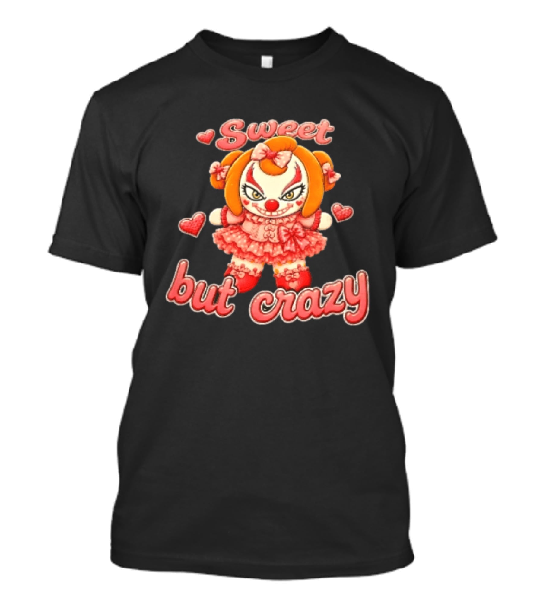 Sweet But Crazy Evil Harlequin Clown Doll Hearts T-Shirt