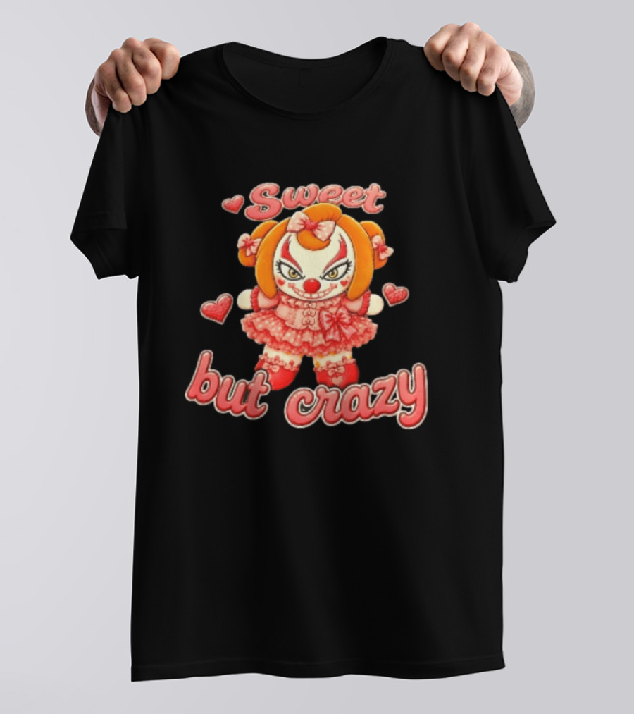 Sweet But Crazy Evil Harlequin Clown Doll Hearts T-Shirt