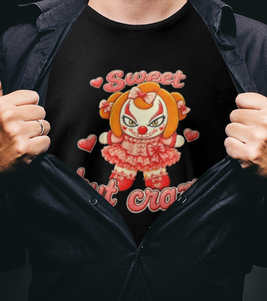Sweet But Crazy Evil Harlequin Clown Doll Hearts T-Shirt
