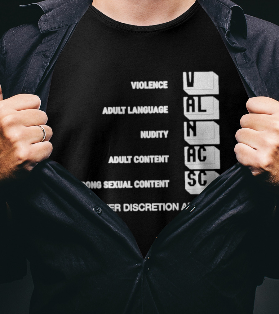 Viewer Discretion Advised Violence Adult Language Nudity Sexual Content T-Shirt