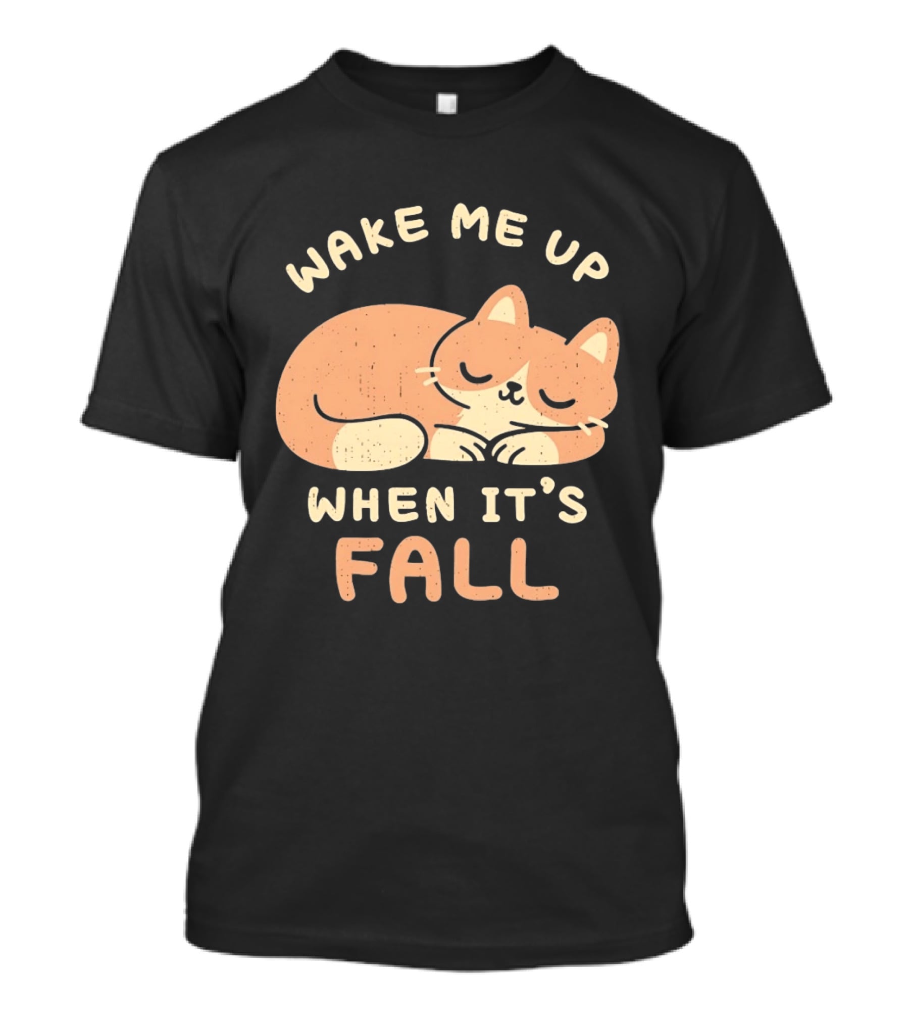 Wake Me Up When It's Fall Sleeping Cat Autumn T-Shirt