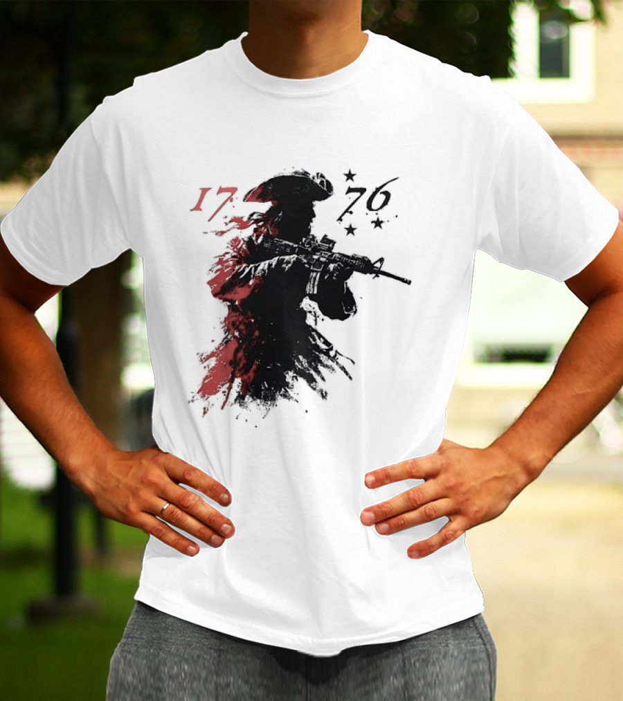 American Patriot With Rifle Patriotic1776 T-Shirt