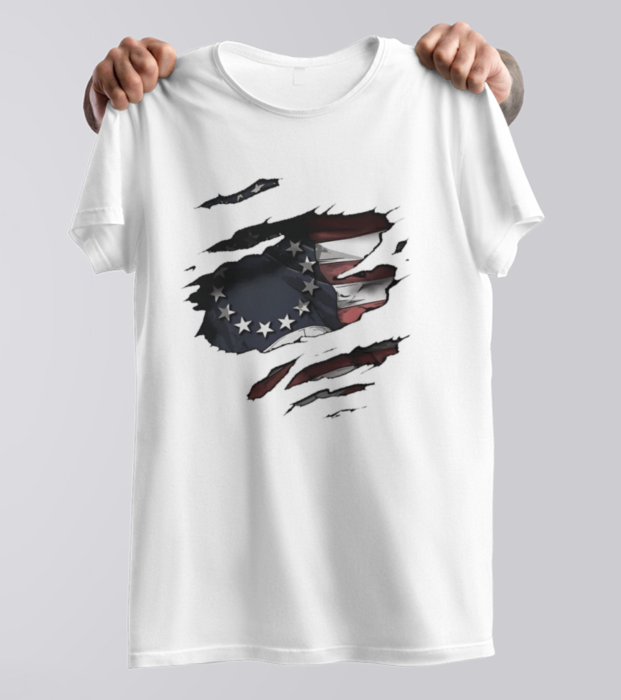 Betsy Ross American Flag Vintage Ripped Effect Patriotic T-Shirt