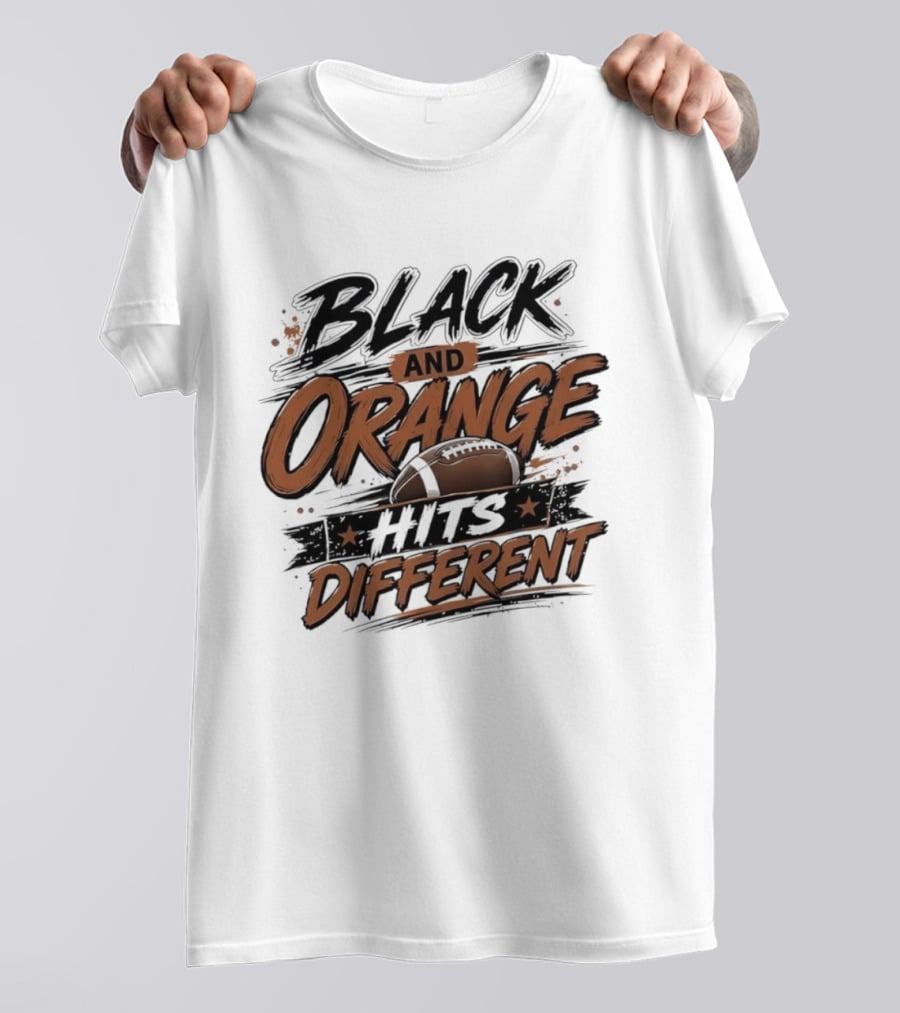 Black And Orange Hits Different Football T-Shirt