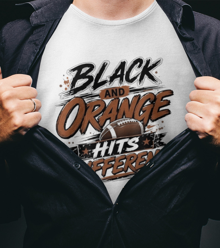 Black And Orange Hits Different Football T-Shirt