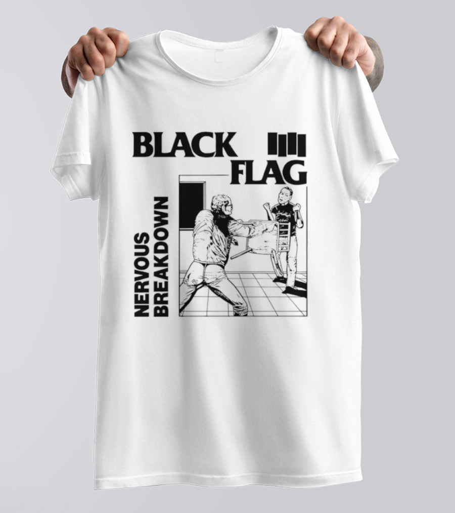 Black Flag Nervous Breakdown Punk Rock Band Iconic Album Cover T-Shirt