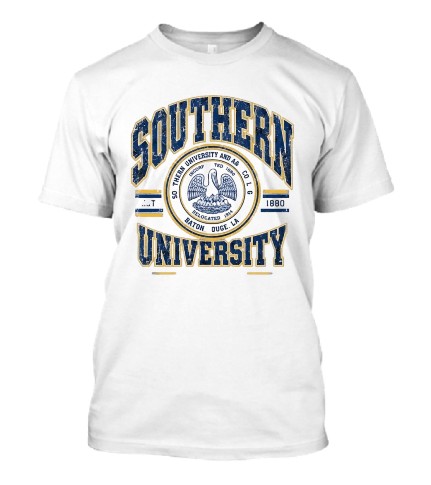 Distressed Southern University A&M Baton Rouge 1880 Pelican Seal T-Shirt