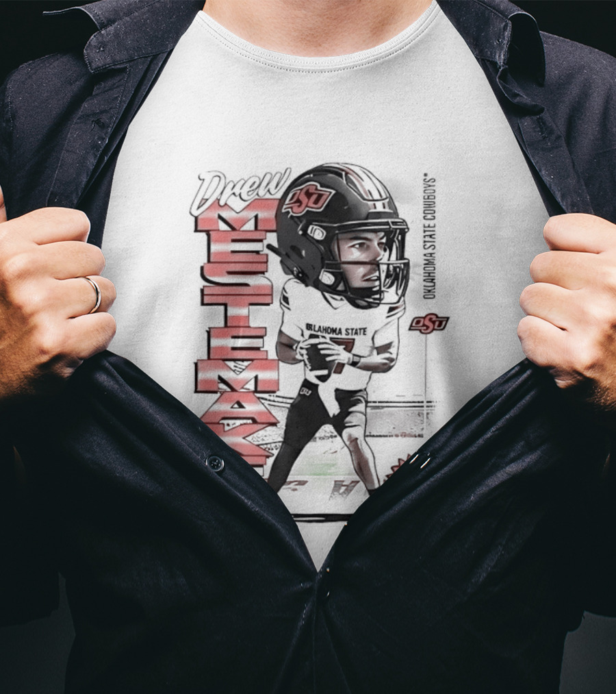 Drew Mestemaker 17 Oklahoma State Cowboys OSU Football T-Shirt
