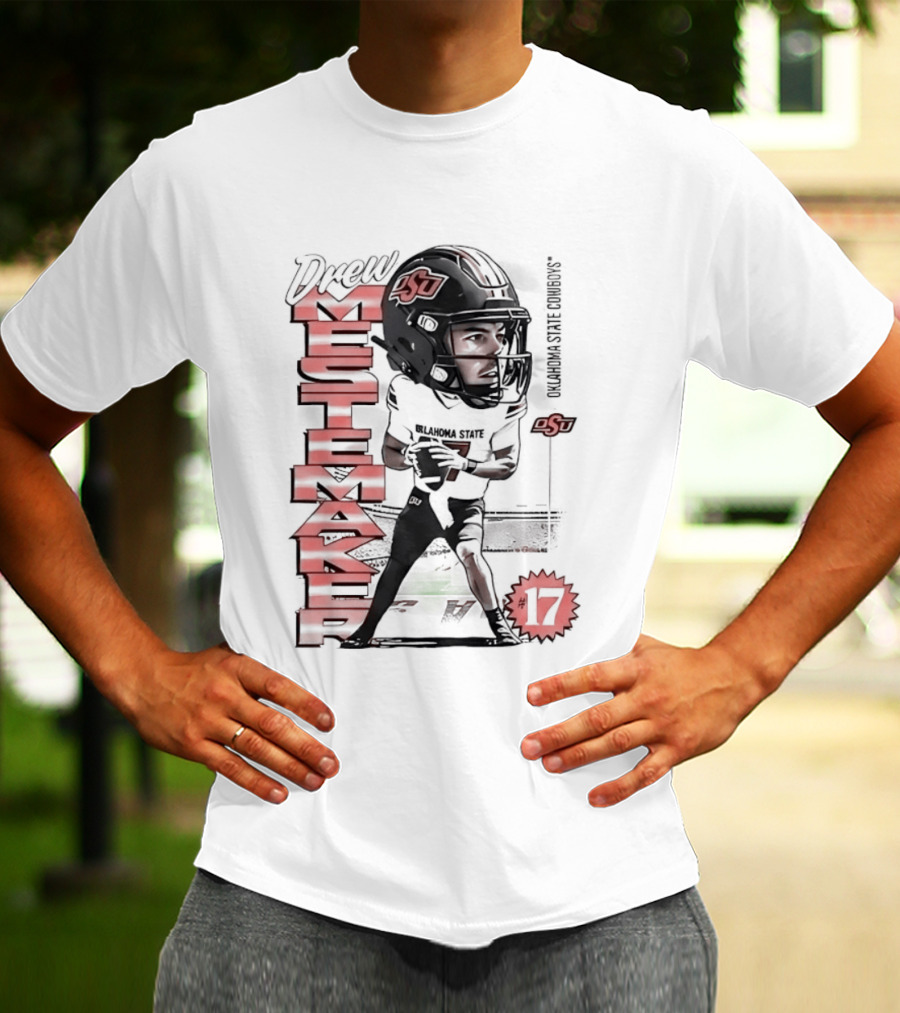 Drew Mestemaker 17 Oklahoma State Cowboys OSU Football T-Shirt