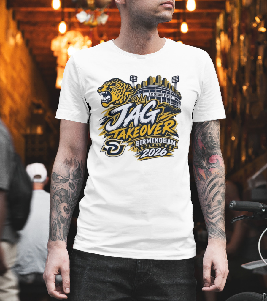 Legion Field Jag Takeover Birmingham Classic 2026 Stadium And Jaguar T-Shirt