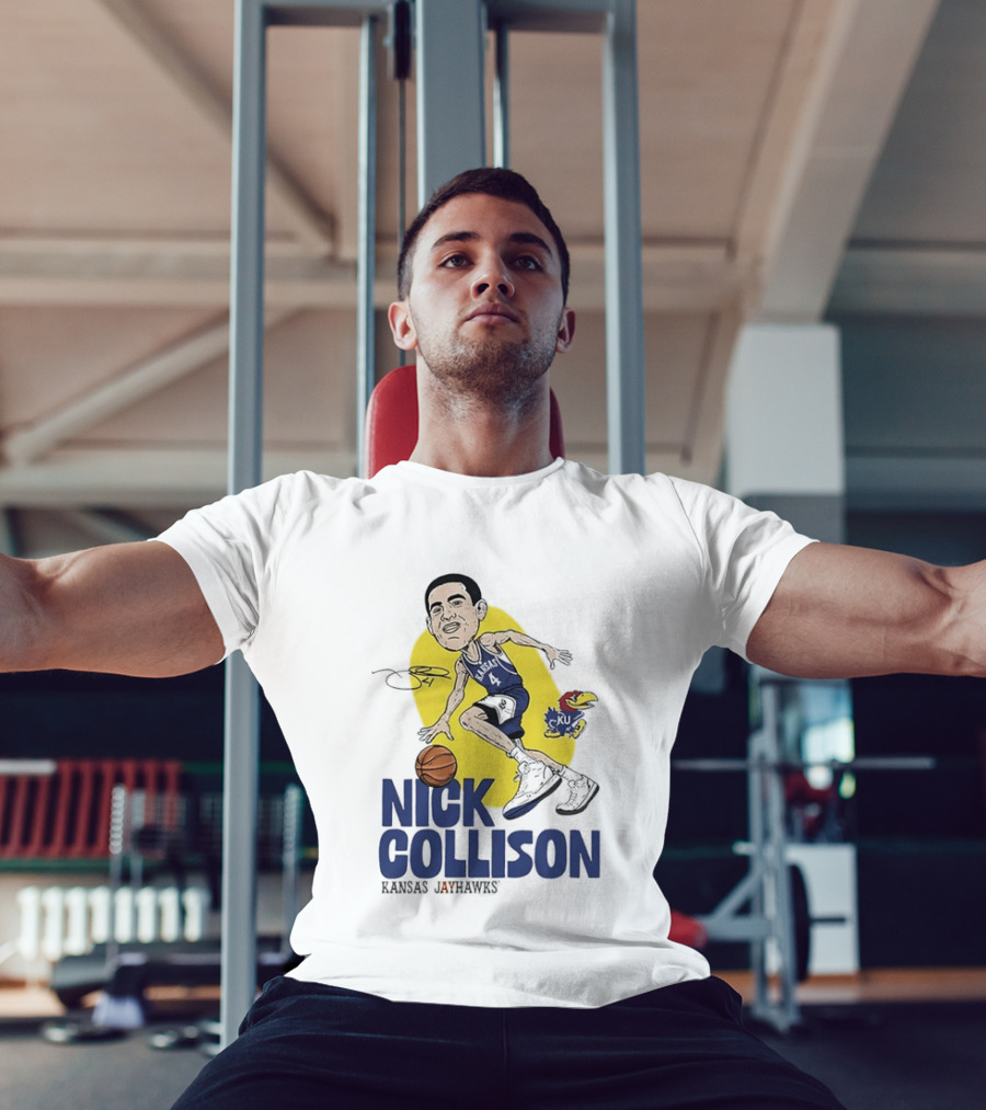 Nick Collison Kansas Jayhawks Basketball Caricature With Signature T-Shirt