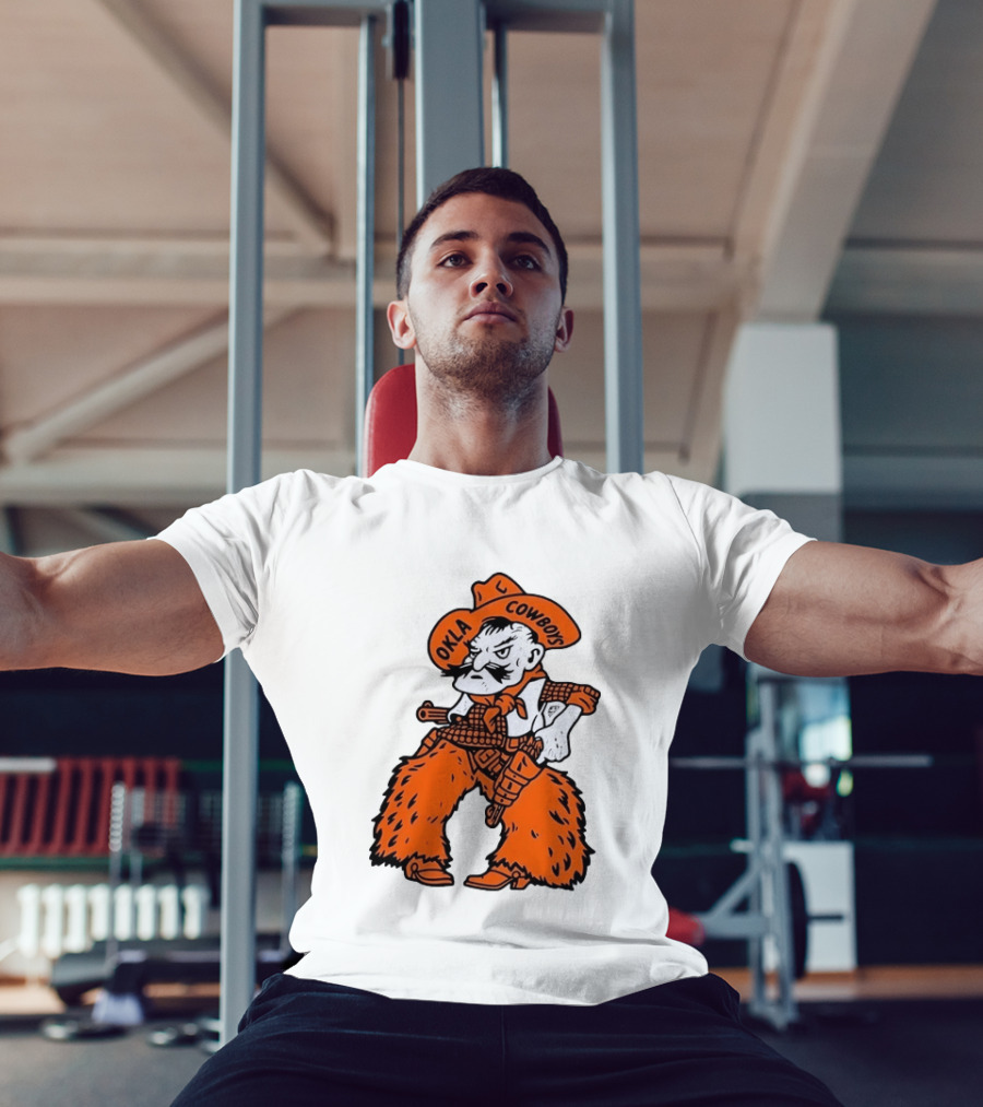 Oklahoma Cowboys Pistol Pete Orange Cowboy T-Shirt