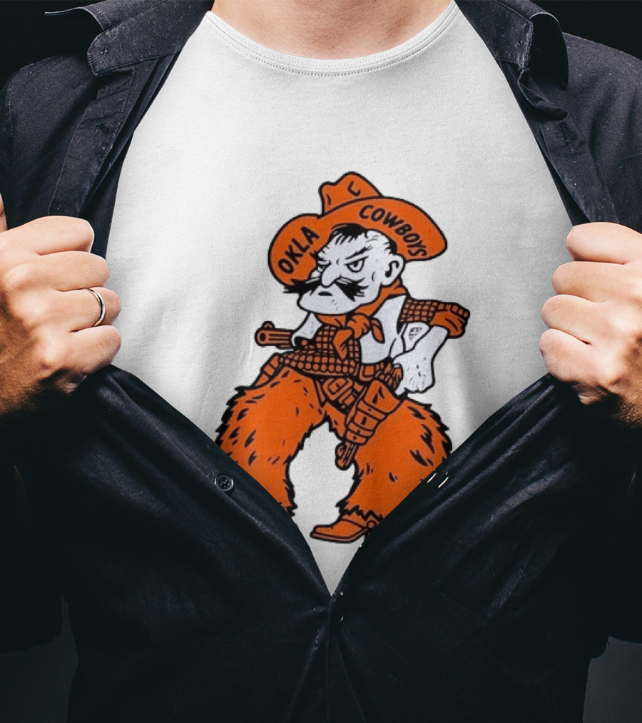 Oklahoma Cowboys Pistol Pete Orange Cowboy T-Shirt