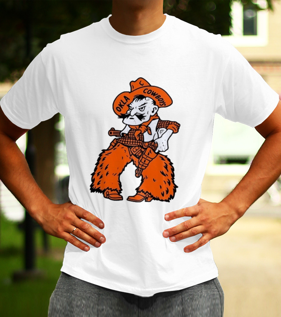 Oklahoma Cowboys Pistol Pete Orange Cowboy T-Shirt